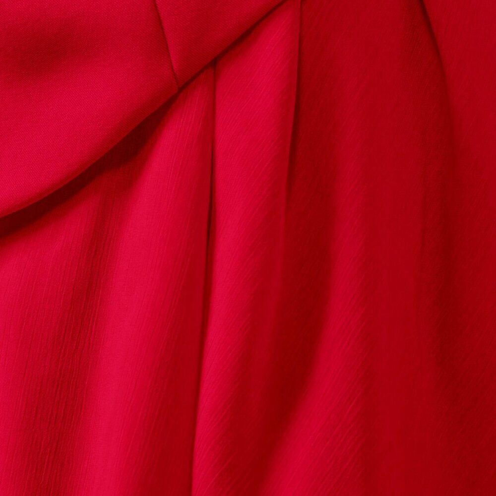 red StraplessTailored Fitted Bodice Pleated chiffon Skirt Mini cocktail dress - Picture 4 of 6